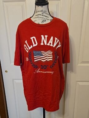 Old Navy Red 30th Anniversary Flag Tee
